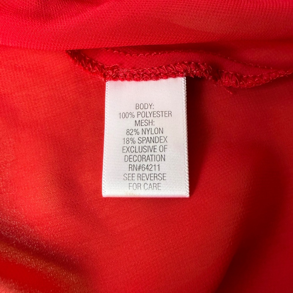 Y2K Babydoll Lace Sheer Chiffon Slip Dress Women Size M Red Coquette Boudoir - Picture 5 of 12